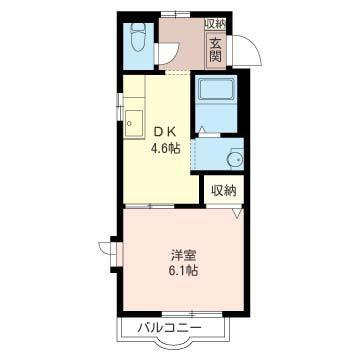 TMハイツ(1DK/1階)の間取り写真