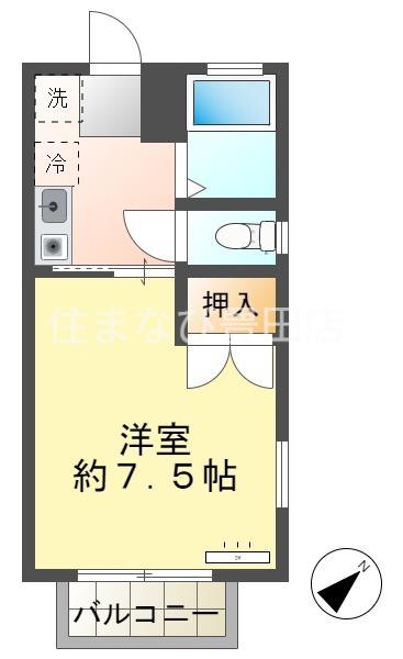 グリーンコート(1K/2階)の間取り写真