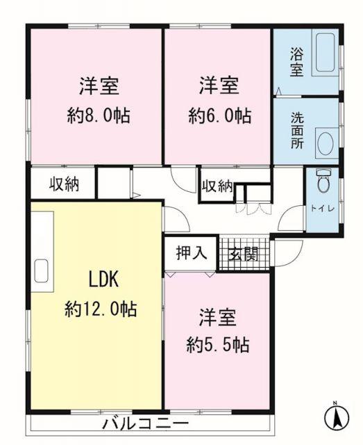フレマリール998A(3LDK/1階)の間取り写真