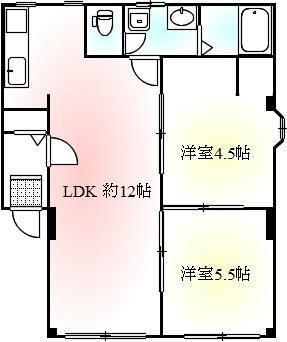 コスモハイツ宮武(2LDK/2階)の間取り写真
