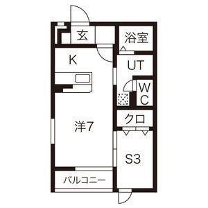 ＪＲ東北本線 仙北町駅 徒歩30分 2階建 築19年(1SK/1階)の間取り写真