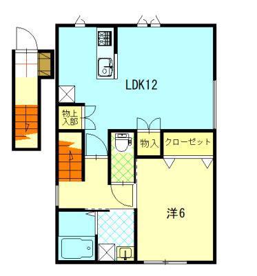 MERVEILLE HARU(1LDK/2階)の間取り写真