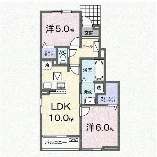ラフェルム千歳烏山(2LDK/1階)の間取り写真
