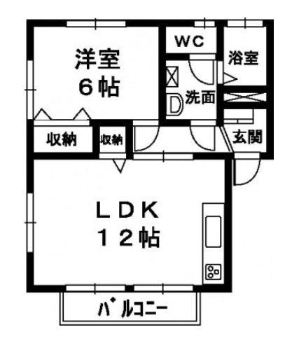 サニーサイド21(1LDK/1階)の間取り写真