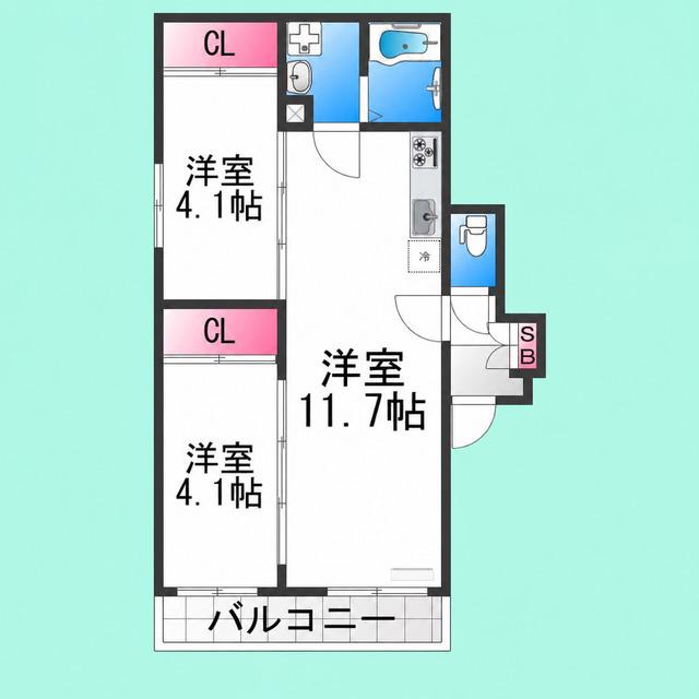 TIO VERDE(2LDK/3階)の間取り写真