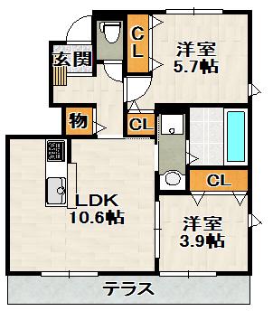 ライブリックス(2LDK/1階)の間取り写真