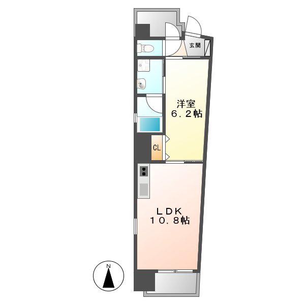 SLANT WALLS(1LDK/3階)の間取り写真