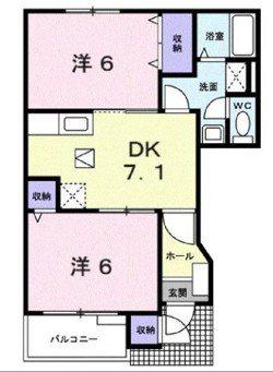 ル・シエルB(2DK/1階)の間取り写真