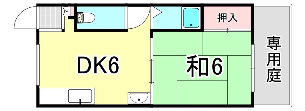 三野ハイツ(1DK/1階)の間取り写真