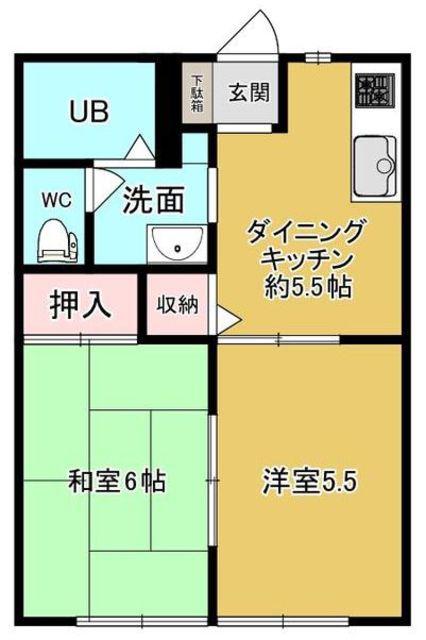 マッキナリービュー(2DK/1階)の間取り写真