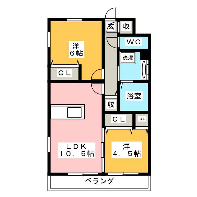CASA GRANDE(2LDK/2階)の間取り写真