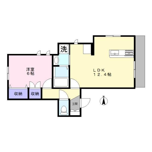 グリーン・ハイム(1LDK/1階)の間取り写真