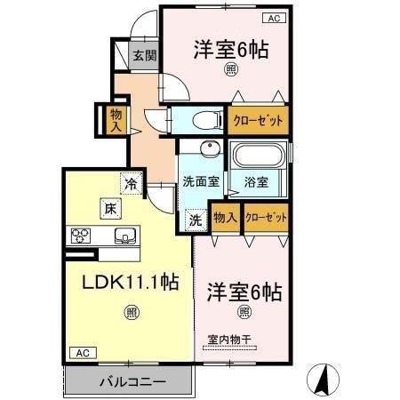GRACE・K(2LDK/1階)の間取り写真