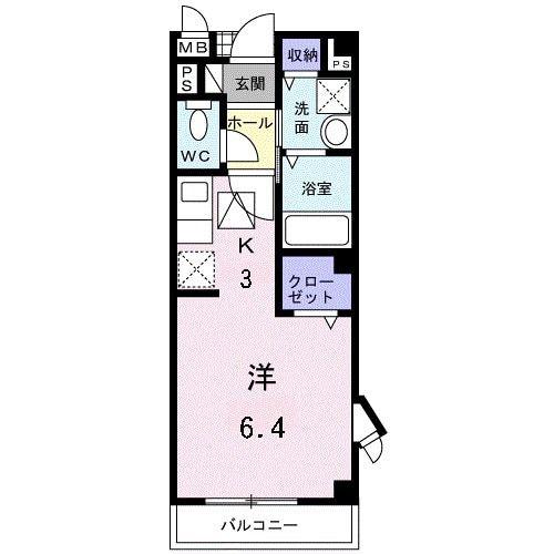 シャンドフルール(ワンルーム/1階)の間取り写真