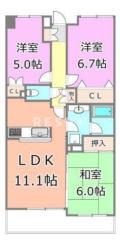 アプレ千葉センターコート(3LDK/5階)の間取り写真