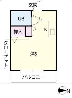 レジオン鶉(ワンルーム/2階)の間取り写真
