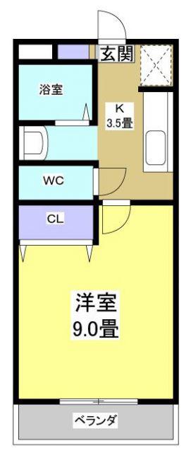 グランドソレーユ大瀬(1K/2階)の間取り写真