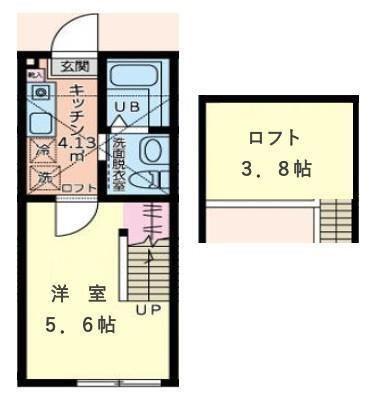 アルブル港南中央(1K/2階)の間取り写真