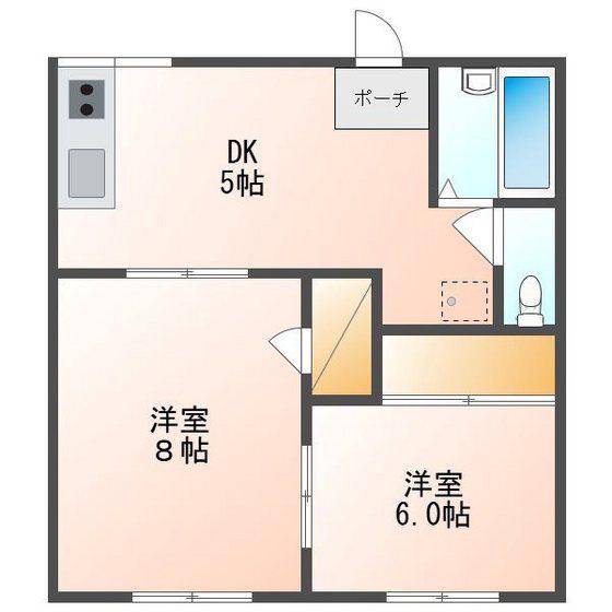 コーポ文化町(2DK/1階)の間取り写真