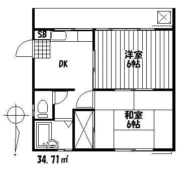 ハウス花水木(2DK/2階)の間取り写真