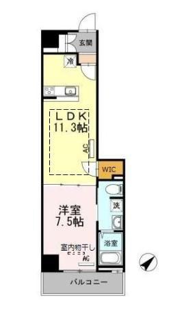 HILL FLAT OSAKI(1LDK/4階)の間取り写真