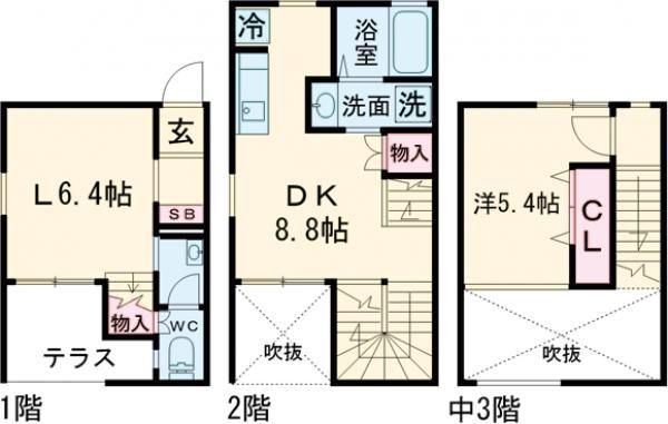 プレミアムアイランド寄人(1LDK/1階)の間取り写真