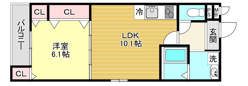 フジパレス エン III号館(1LDK/1階)の間取り写真