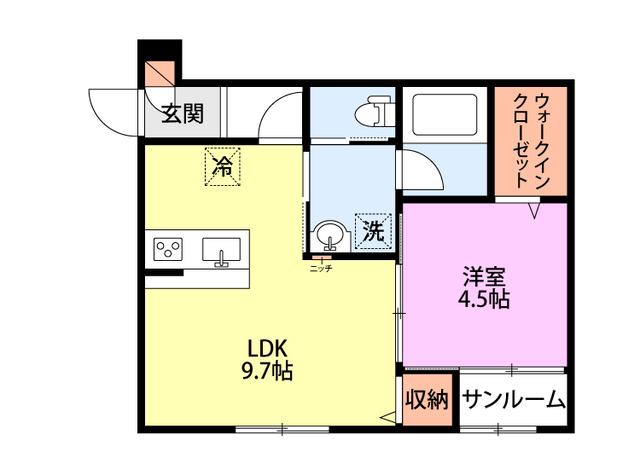 グローリッジ燕吉田(1LDK/2階)の間取り写真