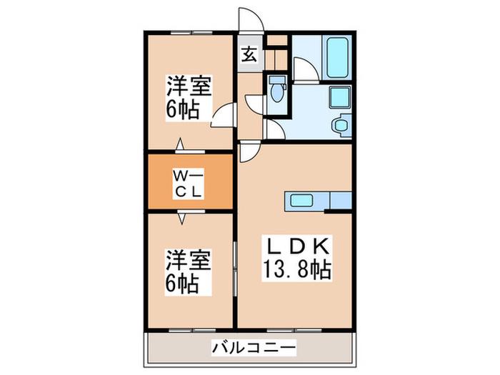 ロイヤルガーデン原田(2LDK/2階)の間取り写真