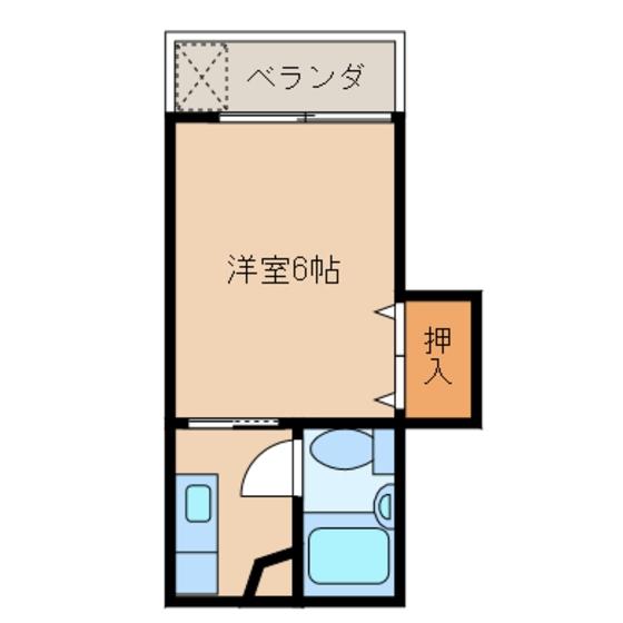 クローバー(1K/2階)の間取り写真