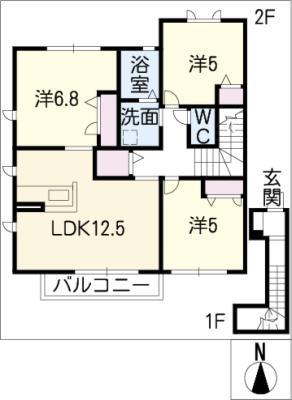 ディアス スカイA棟(3LDK/2階)の間取り写真