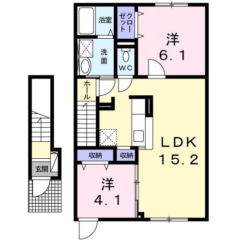 ストゥニール ブック(2LDK/2階)の間取り写真