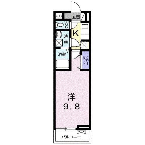 メゾンドソレイユ IV(1K/2階)の間取り写真