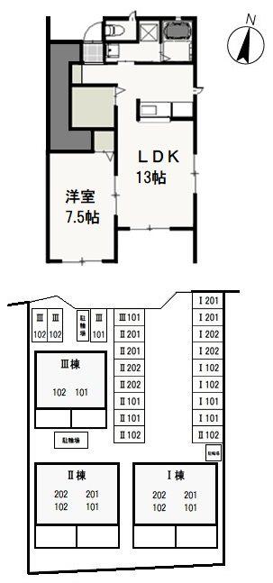 ファルコン II(1LDK/1階)の間取り写真