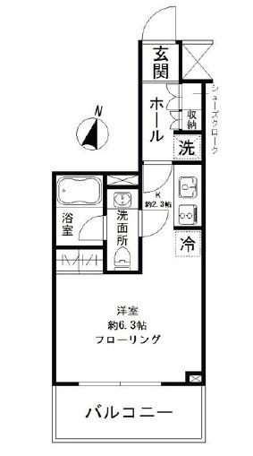 パークリュクス清澄白河(ワンルーム/6階)の間取り写真