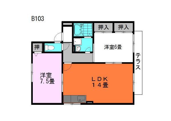 チッチとポッポB(2LDK/1階)の間取り写真