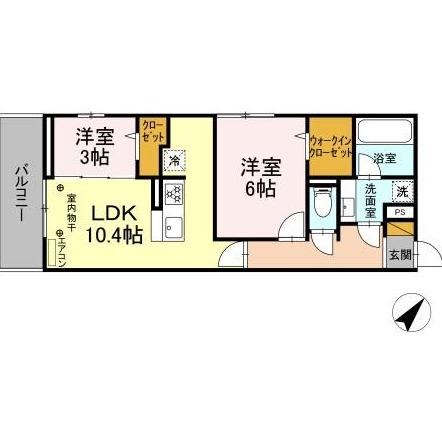 ステラ東平賀(2LDK/3階)の間取り写真