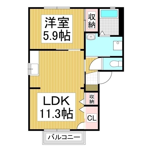 フォーレス中村B(1LDK/2階)の間取り写真