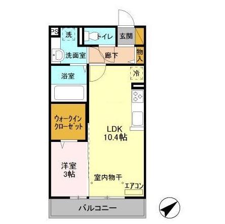 ソルテ.エス.ケー(1LDK/2階)の間取り写真