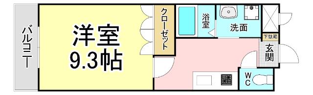 コンフォルト城野駅前(1K/1階)の間取り写真
