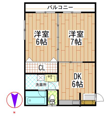 岡田マンション(2DK/3階)の間取り写真