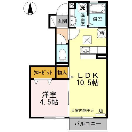 セジュール A(1LDK/1階)の間取り写真
