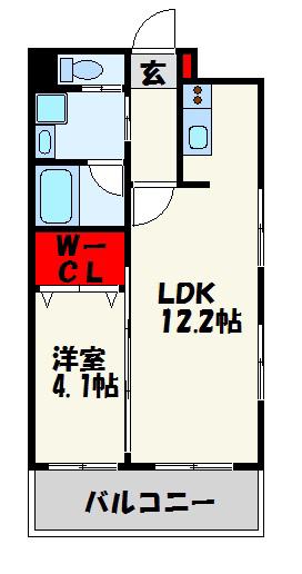 プレスタイル博多駅南 (1LDK/2階)の間取り写真