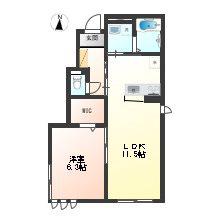 グレイス本町(1LDK/1階)の間取り写真