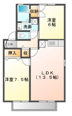 ファミーユ21(2LDK/1階)の間取り写真