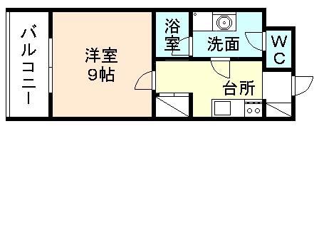 Sコート堀南(1K/2階)の間取り写真