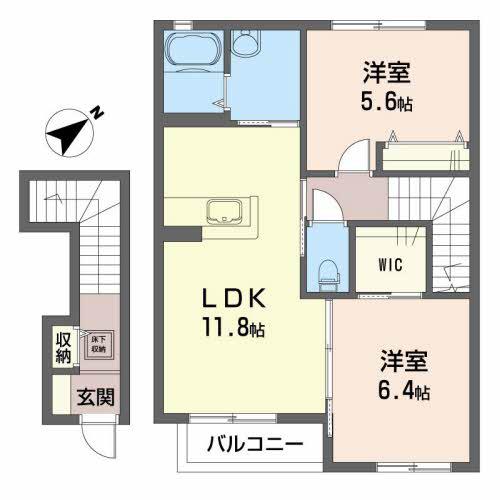 パークヒルズIII(2LDK/2階)の間取り写真
