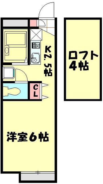 レオパレスディアコート(1K/1階)の間取り写真