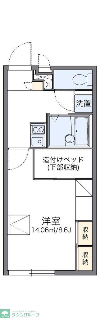 レオパレスロワゾブルー(1K/1階)の間取り写真