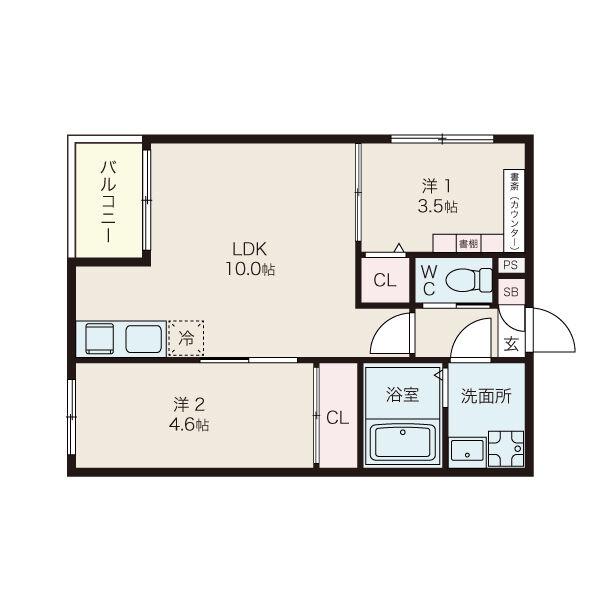 STORIA桜本町(2LDK/1階)の間取り写真